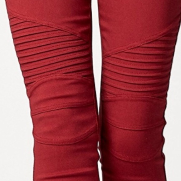 🆕Burgundy Moto jeggings w/ side ankle zip - Picture 3 of 4